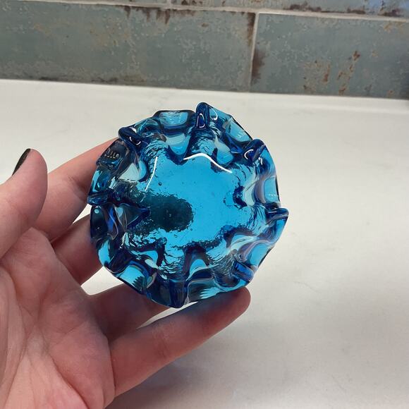 Cobalt Murano Style Finger Splash Nesting Art Glass Nesting Bowls - Picture 10 of 12